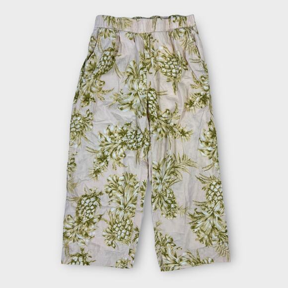 Panama Jack Linen Palm Leaf Wide Leg Crop Ankle Pull On Casual Pant Size XL - Picture 1 of 7